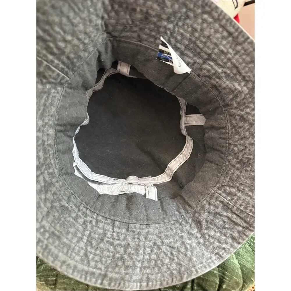 Vintage 90s/Y2K Hollywoodland Washed Gray Tinseltown Retro Stitched Bucket Hat